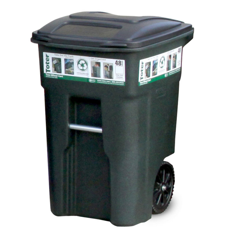 Toter Residential Heavy Duty Two Wheeled Curbside Trash & Recycling Bin